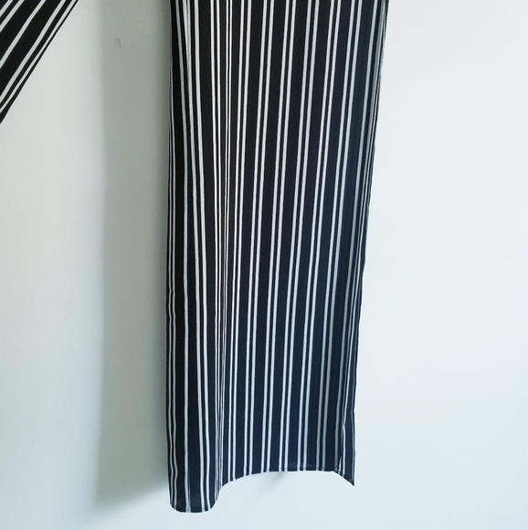 NEW RENVY Black and White Stripes with Side-Slit Wide Leg Pants NWOT - Picture 6 of 16